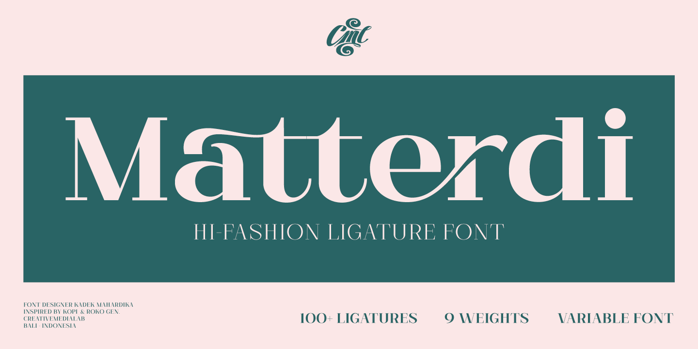 Beispiel einer Matterdi Extra Light-Schriftart